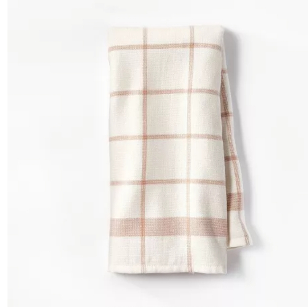 Dual Sided Terry Kitchen Towel Cream/Terracotta Orange